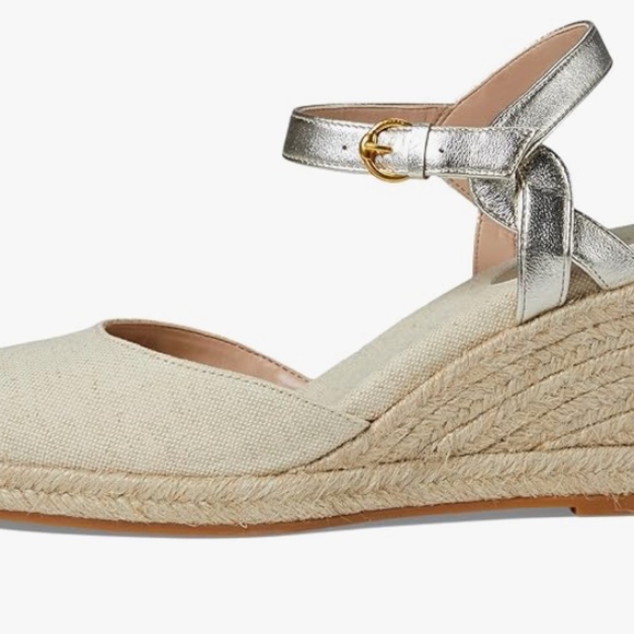 Cole Haan Cloudfeel Espadrille Wedge Women's Heels /Soft Gold Leather - Picture 5 of 7